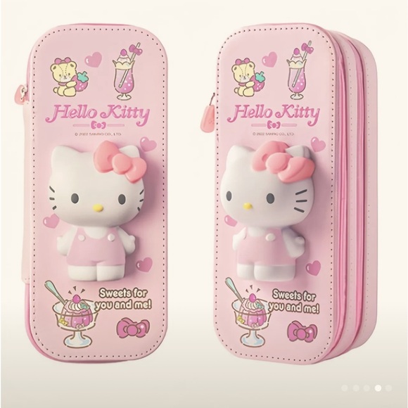 The 1pc 3D Decompressed Hello Kitty Two-Layer Zipper Layer Pencil Case - Picture 1 of 2